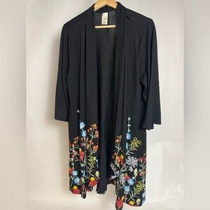 Floral Black Long Kimono